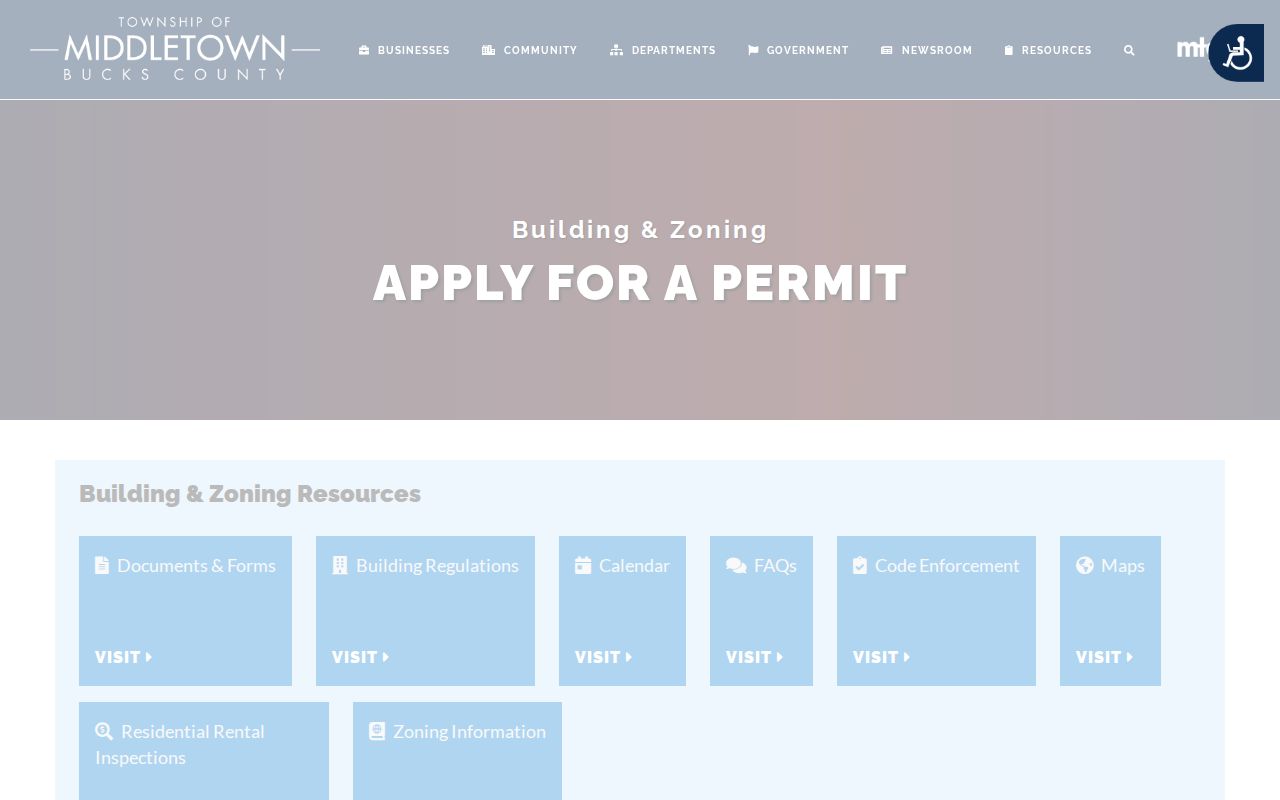 Middletown Township street directory Building and Zoning permit instructions